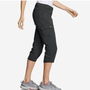 Eddie Bauer Black Travex Crop Cargo Pants Capris Scrunch Hem size 4
